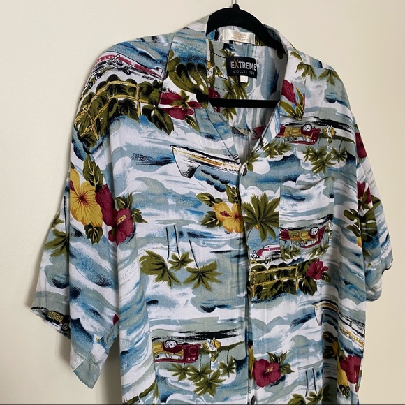 EXTREME collection vintage Hawaiian button down short sleeve shirt sz L - Picture 5 of 6